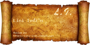 Lini Iván névjegykártya